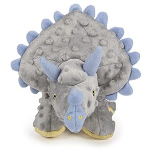 godog dinos frills squeaky plush dog toy, chew guard technology - gray, large