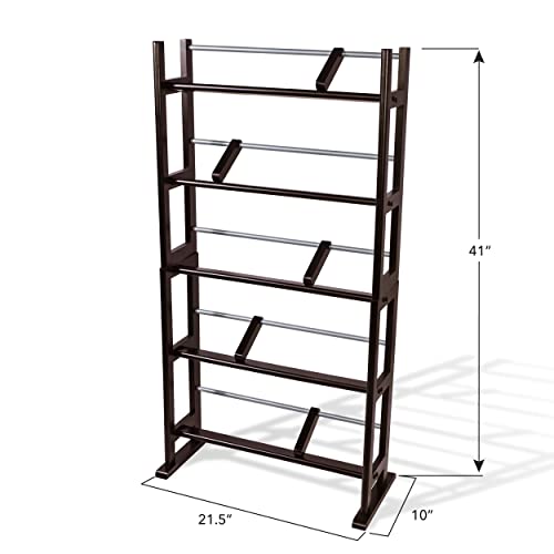 Atlantic Element Media Storage Rack - Holds Up to 230 CDs or 150 DVDs, Contemporary Wood & Metal Design with Wide Feet for Greater Stability, PN35535601 In Espresso