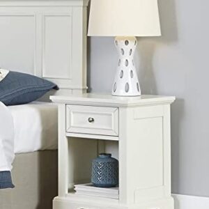 Home Styles Naples White Nightstand with Drawer, Mahogany Hardwood Solids and Engineered Woods, and Open Storage Space