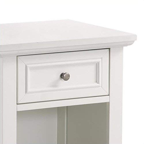 Home Styles Naples White Nightstand with Drawer, Mahogany Hardwood Solids and Engineered Woods, and Open Storage Space