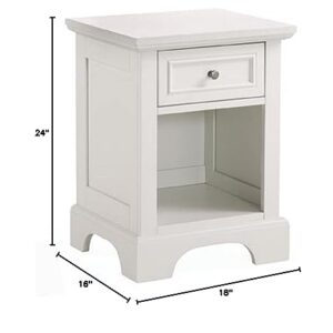 Home Styles Naples White Nightstand with Drawer, Mahogany Hardwood Solids and Engineered Woods, and Open Storage Space