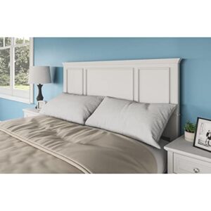 Home Styles Naples White Queen Headboard with Mahogany Wood Solids, Brush Stroke Finish, Raised Panel Design, and Rich White Finish