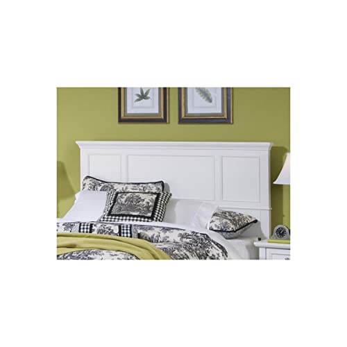Home Styles Naples White Queen Headboard with Mahogany Wood Solids, Brush Stroke Finish, Raised Panel Design, and Rich White Finish