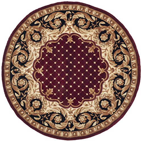SAFAVIEH Naples Collection 6' Round Burgundy / Black NA701A Handmade Traditional Premium Wool Area Rug