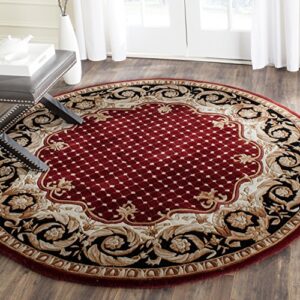 safavieh naples collection 6' round burgundy / black na701a handmade traditional premium wool area rug