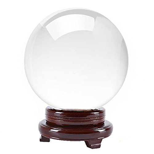 Amlong Crystal Clear Crystal Ball 8 inch (200mm) Diameter with Wooden Stand