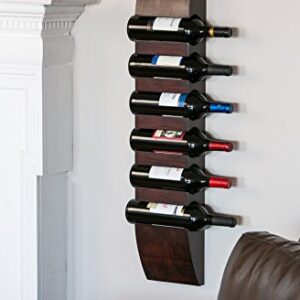 Cape Craftsmen Wooden Wine Bottle Holder Rack Easy to Install Wall Mounted Design, Golds 6 bottles, 3 Feet.