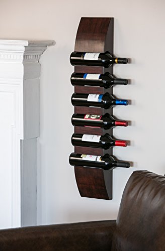 Cape Craftsmen Wooden Wine Bottle Holder Rack Easy to Install Wall Mounted Design, Golds 6 bottles, 3 Feet.