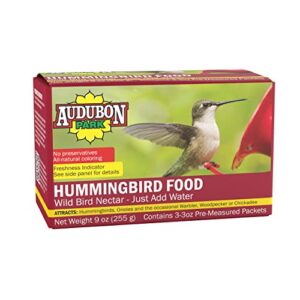 audubon park hummingbird food wild bird nectar, hummingbird food for outside feeder, (3) 3-oz. pre-measured packets
