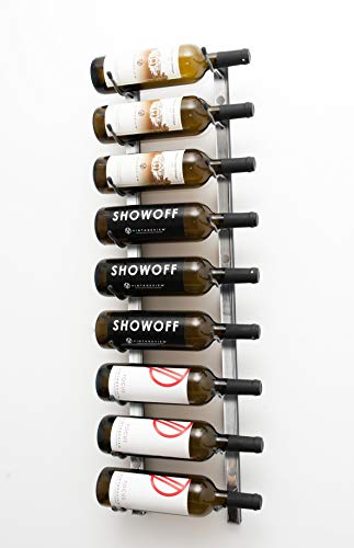 VintageView W Series Wine Rack 3 - Single Depth, Metal Wall Mounted Wine Rack - Modern, Easy Access Wine Storage - Space Saving Wine Rack with 9 Bottle Storage Capacity - (Brushed Nickel)
