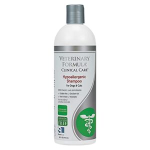 veterinary formula clinical care hypoallergenic shampoo for dogs and cats, 16 oz – no harsh ingredients – fragrance-free pet shampoo for allergies and sensitive skin, promotes healthy skin and coat