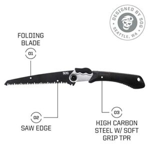 SOG Folding Saw - Wood Saw, Hand Saw, Pruning Saw and Camping Saw with 8.25 Inch Removable Blade and Compact Sheath for Foldable Saw (F10N-CP) , Black