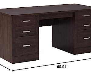 Sauder Office Port Desk, L: 65.51" x W: 29.53" x H: 29.29", Dark Alder Finish