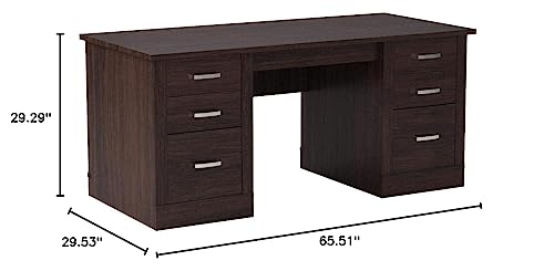 Sauder Office Port Desk, L: 65.51" x W: 29.53" x H: 29.29", Dark Alder Finish