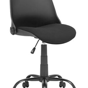 Calico Designs Back, Modern, Swivel, Office Contoured Folding Task Chair, Black/Black, 22"W x 22"D x 37.5"