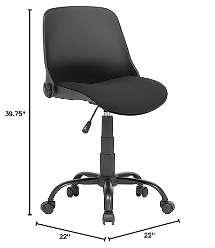 Calico Designs Back, Modern, Swivel, Office Contoured Folding Task Chair, Black/Black, 22"W x 22"D x 37.5"