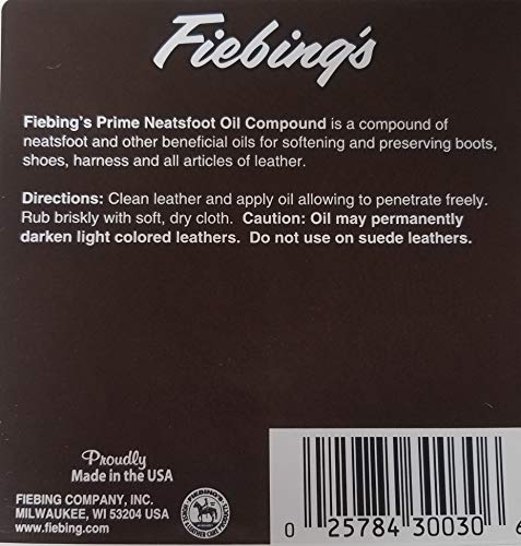 Fiebing’s Prime Neatsfoot Oil, 8 Oz. - Soften, Preserves and Waterproofs Leather