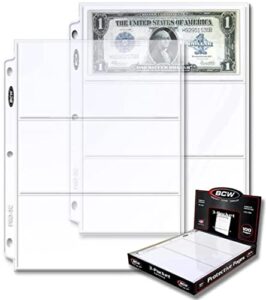 bcw pro 3-pocket postcard protective page box 4" x 6" pack of 100
