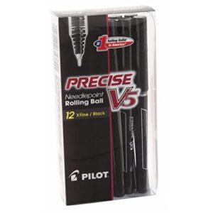 pilot precise v5 needlepoint rolling ball point pen, extra fine, black, 12 count