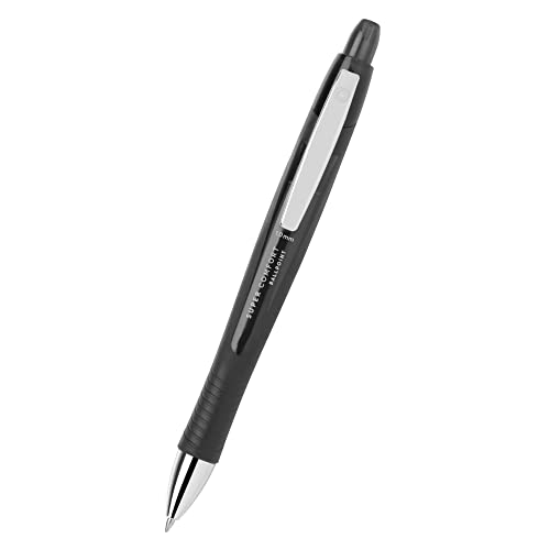 Office Depot® Retractable Ballpoint Pens With Grip, Medium Point, 1.0 mm, Black Barrel, Black Ink, Pack Of 6