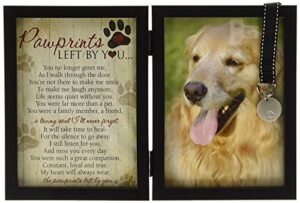pawprints pet memorial frame with pawprints left by you poem- touching dog sympathy gift for pet loss remembrance