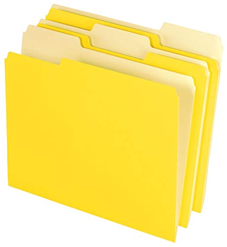 Office Depot File Folders, Letter, 1/3 Cut, Yellow, Box of 100, 97663