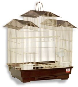 blue ribbon three peak style roof bird cage, 14-inch by 18-inch by 21-1/2-inch, river rock/ebony brown