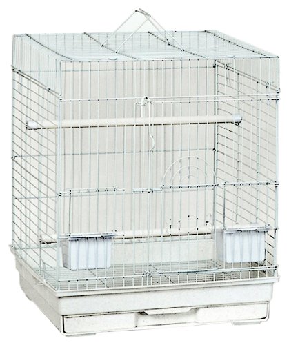 Blue Ribbon Square Roof Bird Cages, 18-Inch by 18-Inch by 22-Inch, White/Granite