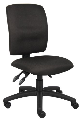 Boss Office Products Multi-Function Fabric Task Chair without Arms in Black (B3035-BK)