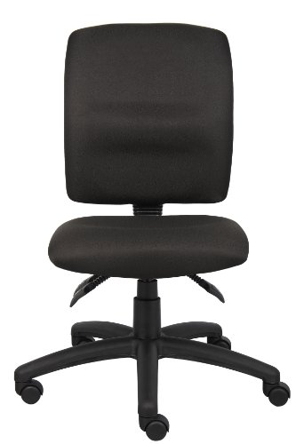 Boss Office Products Multi-Function Fabric Task Chair without Arms in Black (B3035-BK)