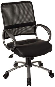 boss office products mesh back task chair with pewter finish in black