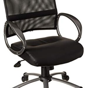 Boss Office Products Mesh Back Task Chair with Pewter Finish in Black