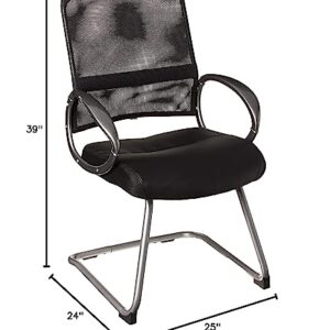 Boss Office Products Mesh Back Guest Chair with Pewter Finish in Black, 250 lb.