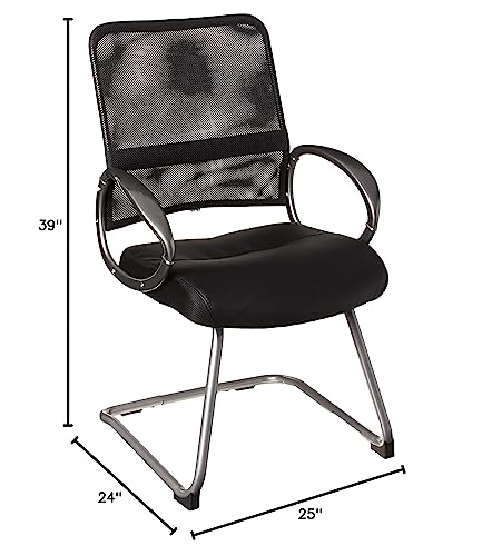 Boss Office Products Mesh Back Guest Chair with Pewter Finish in Black, 250 lb.