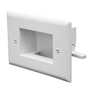 data comm electronics 45-0008-wh easy mount recessed low voltage cable plate - acrylonitrile butadiene styrene , white