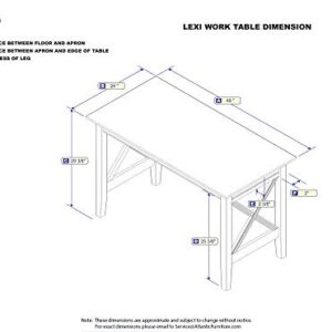 Lexi Multi-Purpose Desk, Writing Desk, Craft Table, Work Table, Computer Desk, 49 inch, Solid Wood, Brown