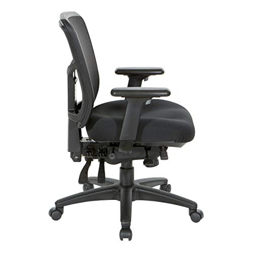 Office Star ProGrid Breathable Mesh Manager's Office Chair with Adjustable Seat Height, Multi-Function Tilt Control and Seat Slider, Mid Back, Coal FreeFlex Fabric