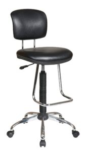 office star dc series pneumatic drafting chair with vinyl stool and back, heavy duty chrome teardrop footrest, black