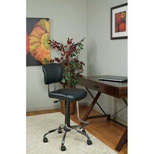 Office Star DC Series Pneumatic Drafting Chair with Vinyl Stool and Back, Heavy Duty Chrome Teardrop Footrest, Black