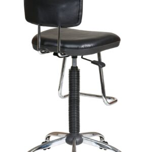 Office Star DC Series Pneumatic Drafting Chair with Vinyl Stool and Back, Heavy Duty Chrome Teardrop Footrest, Black