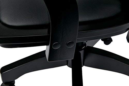 OSP Home Furnishings Deluxe Wood Banker's Desk Chair with Padded Seat, Adjustable Height and Locking Tilt, Black Finish and Black Vinyl