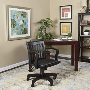 OSP Home Furnishings Deluxe Wood Banker's Desk Chair with Padded Seat, Adjustable Height and Locking Tilt, Black Finish and Black Vinyl