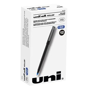 sanford uniball roller stick pen, 0.5mm micro point, blue ink, dozen (60153)