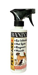 banixx pet care 8oz for ear infections, hot spots, itchy dry skin, ringworm, yeast infections. safe around the eye.