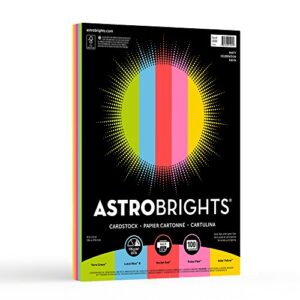 neenah astrobrights colored cardstock, 8.5" x 11", 65 lb/176 gsm,"party" 5-color assortment, 100 sheets (20901)