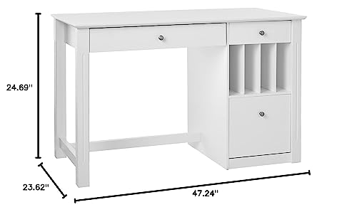 Walker Edison Modern Wood Computer Writing Desk Storage File Drawer Office Home Office Workstation Small, 48 Inch, White