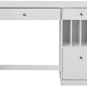 Walker Edison Modern Wood Computer Writing Desk Storage File Drawer Office Home Office Workstation Small, 48 Inch, White