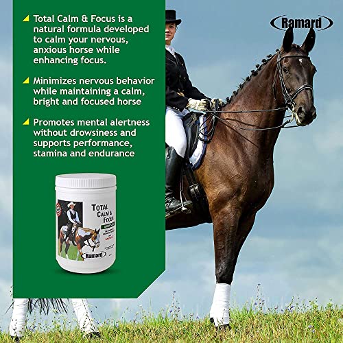 Ramard Total Calm & Focus Horse Supplement |Magnesium & Calming Supplement for Horse Training & Performance |Mental Alertness w/o Drowsiness |No Herbs or Banned Substances - Horse Show Supplies - 1 pk