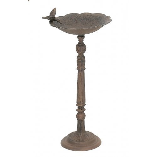 GSM Cast Iron Birdbath Adorned with Hummingbird