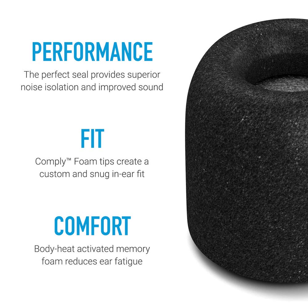 Comply Foam 400 Series Replacement Ear Tips for Bose Quiet Comfort 20, Sennheiser IE 300, Campfire Audio, 7Hertz, NuraLoop & More | Ultimate Comfort | Unshakeable Fit|TechDefender | Large, 3 Pairs Black